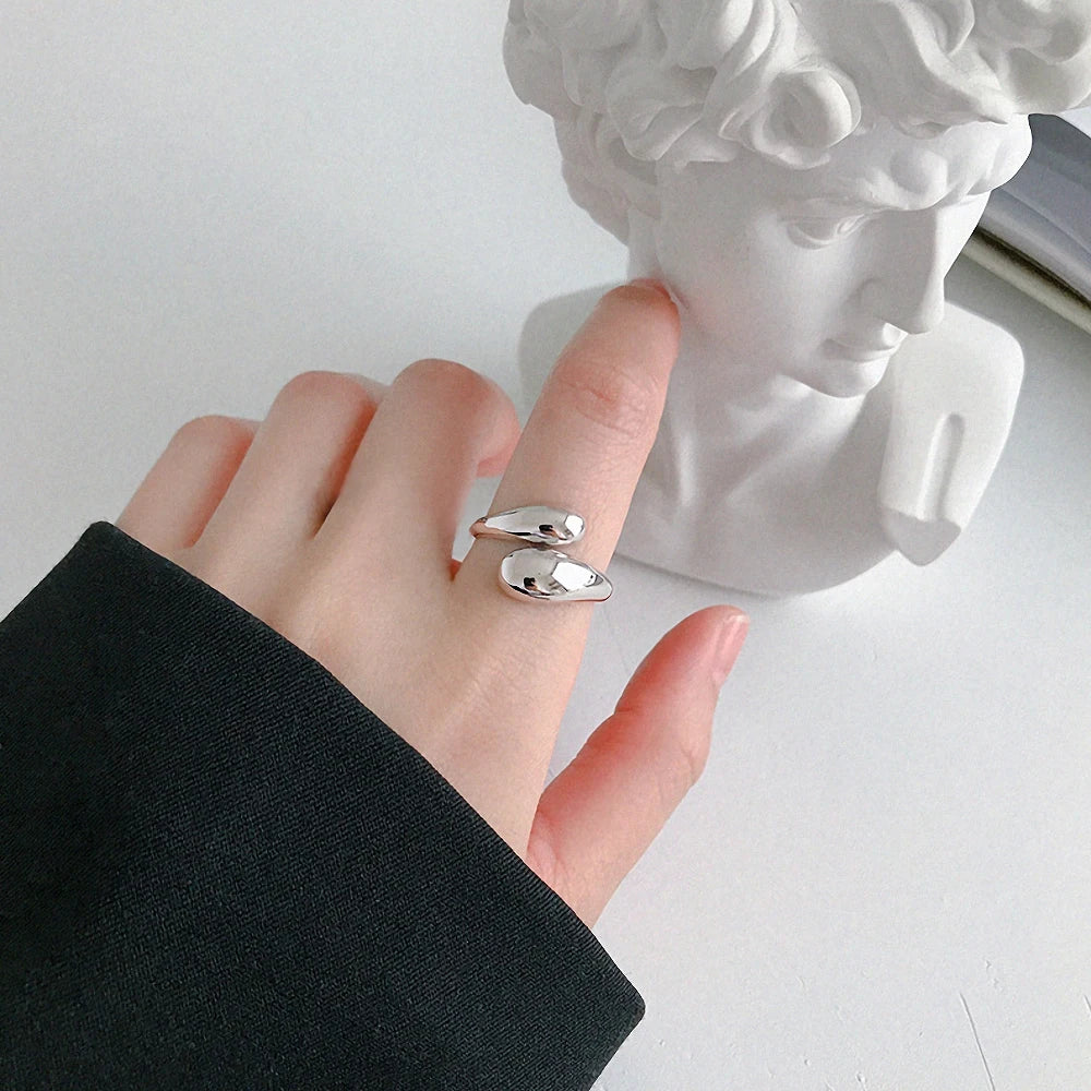 EManco Stainless Steel Women Wrap Around Ring Irregular Open Adjustable Gold Plated Rings Jewelry for Women