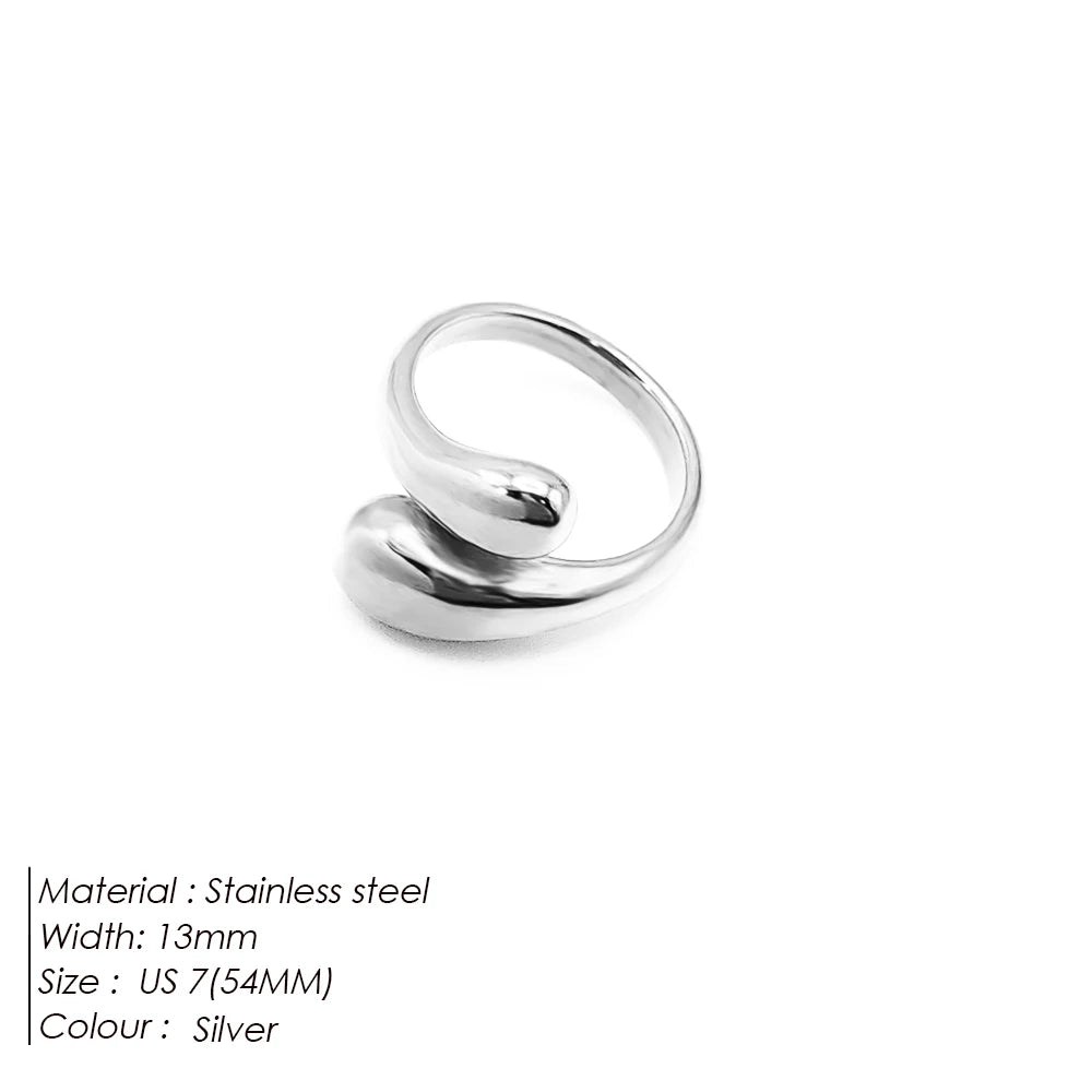EManco Stainless Steel Women Wrap Around Ring Irregular Open Adjustable Gold Plated Rings Jewelry for Women