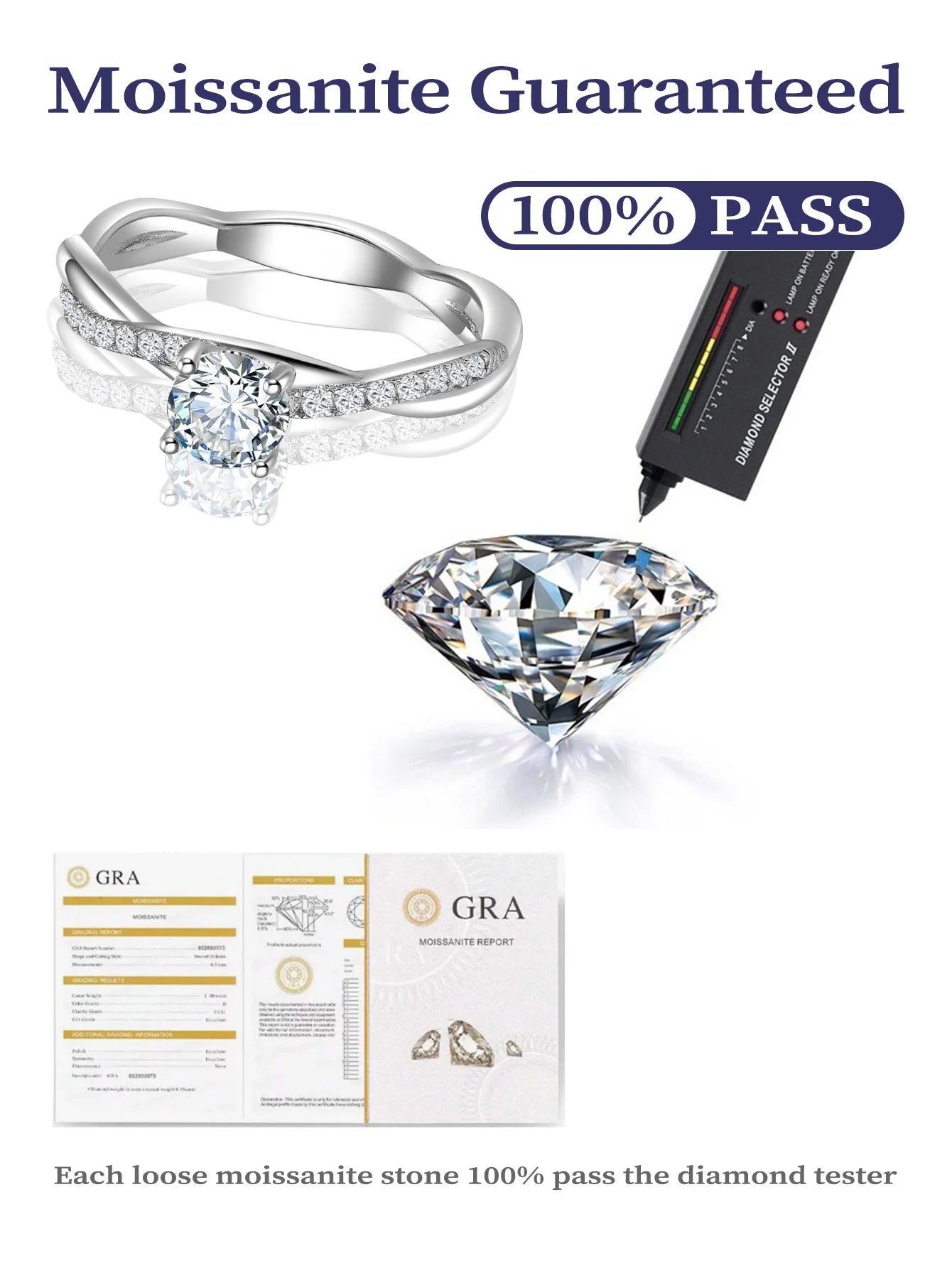 Aivenchy D Color Lab Grown Diamond Ladies Ring Fine Jewelry 925 Sterling Silver Women Moissanite Finger Ring