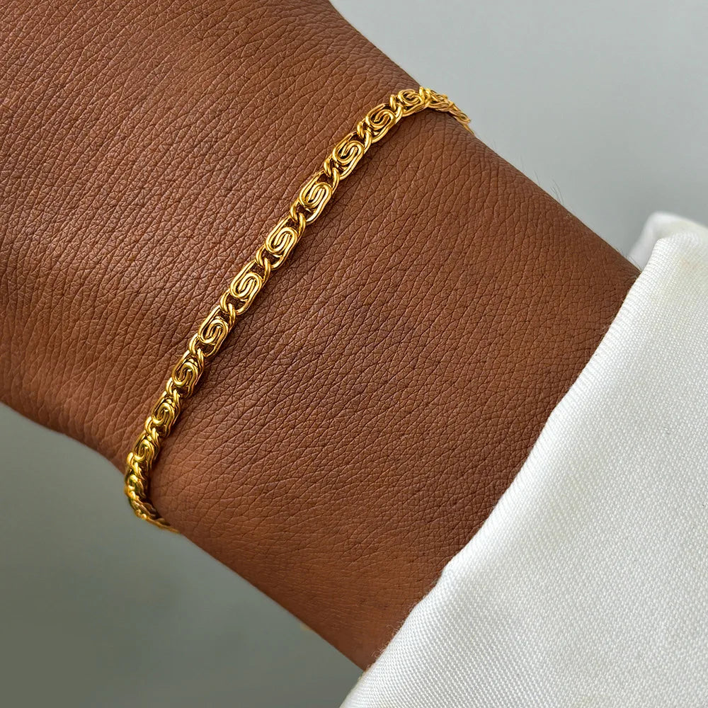 FTCY Stainless Steel Chain Bracelet for Women Gold Color Lightweight Luxury Women's Bracelet Foot Ankle Jewelry Accessories