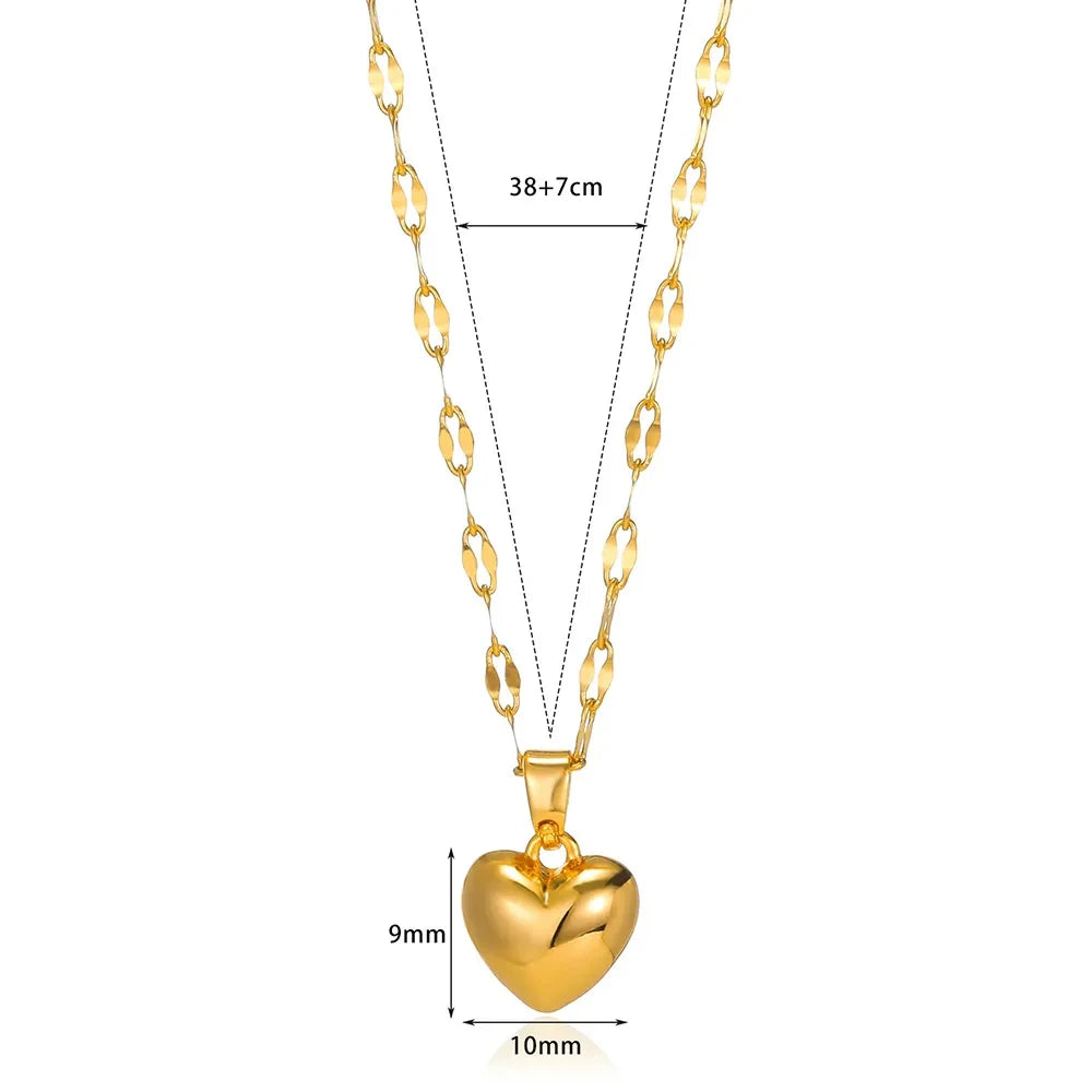 Stainless Steel Love Heart Necklace For Women 2025 New Trendy Lip Chain Simple Pendant Necklace Jewelry free shipping