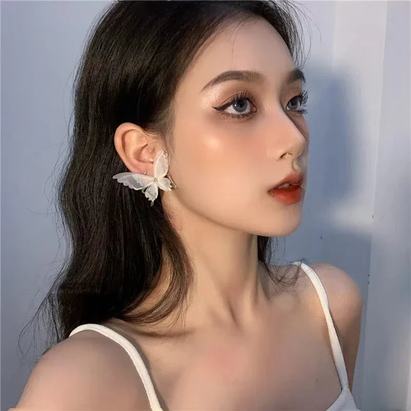 FTCY Hollow Mesh Butterfly Stud Earrings for Women Trendy Elegant Sweet Women's Earrings Party Jewelry Gift