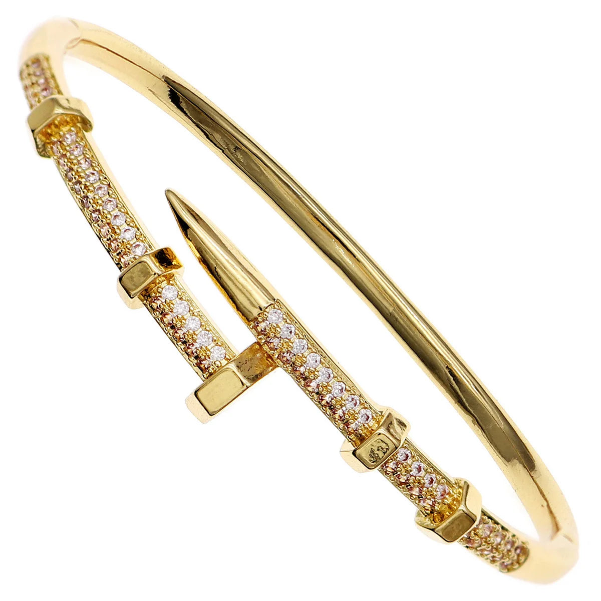Classic Stainless Steel Woman's Nail Bracelet Europe and the United States Popular Bracelets Sparkling Zircon Bangle As A Gift