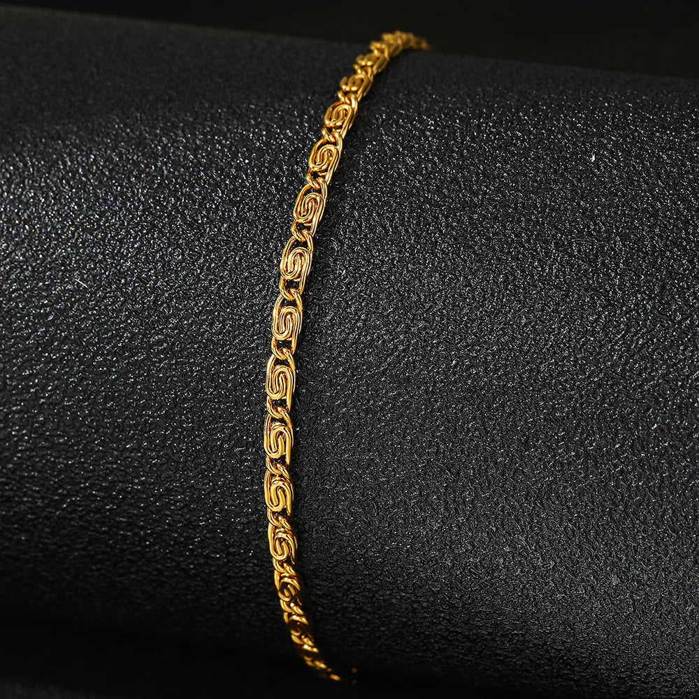 FTCY Stainless Steel Chain Bracelet for Women Gold Color Lightweight Luxury Women's Bracelet Foot Ankle Jewelry Accessories