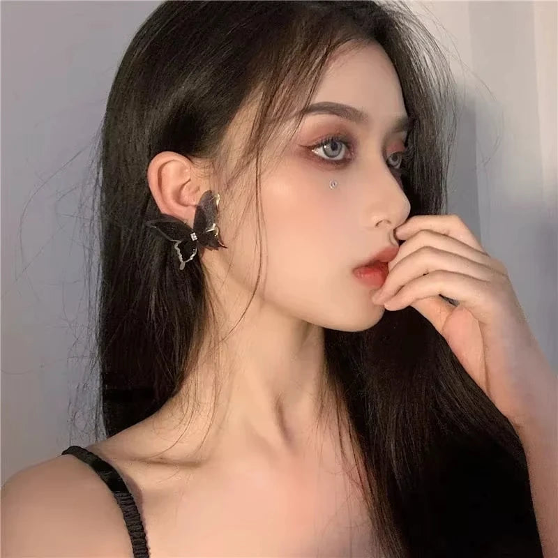 FTCY Hollow Mesh Butterfly Stud Earrings for Women Trendy Elegant Sweet Women's Earrings Party Jewelry Gift